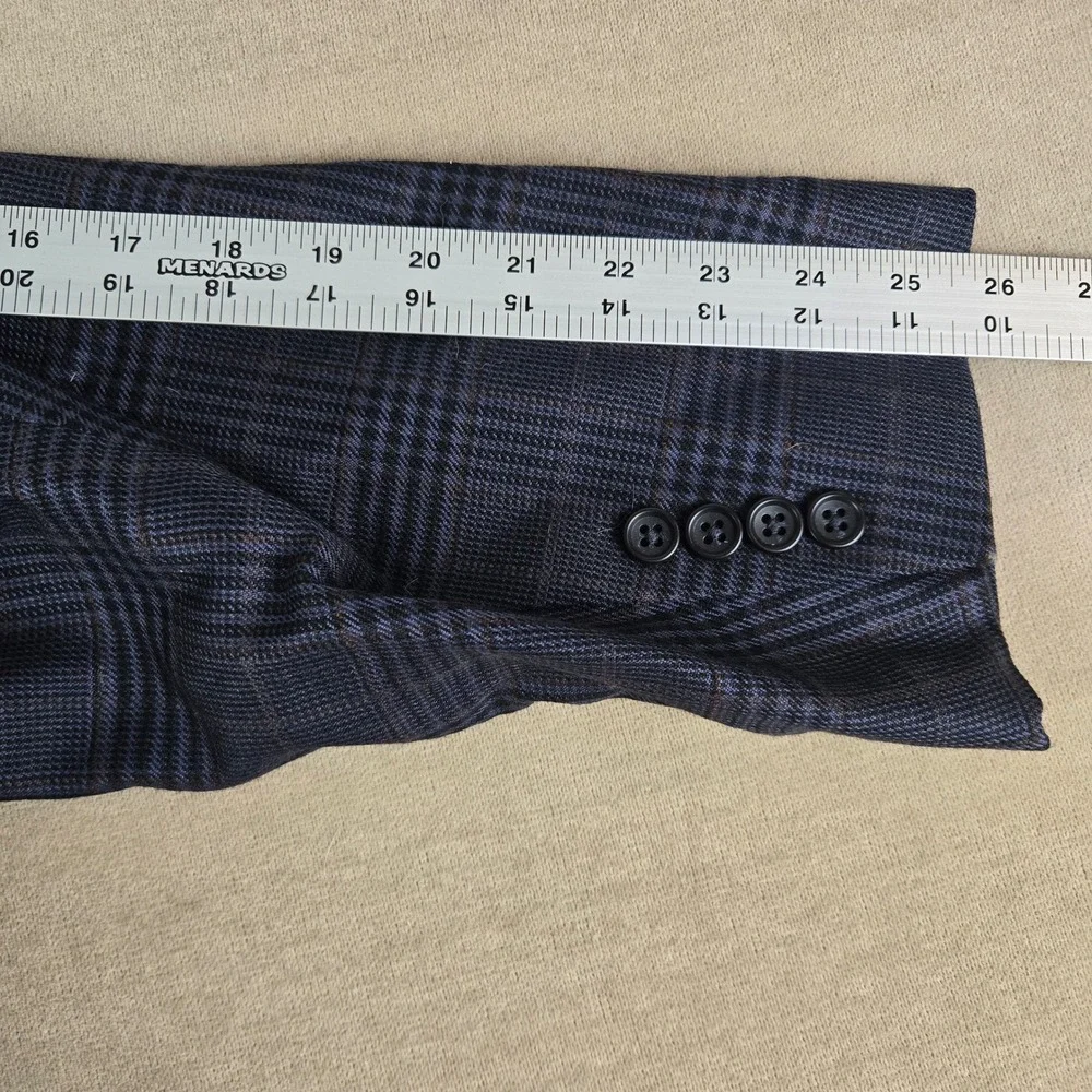 Jos A Bank Mens Plaid Blazer Sport Coat Blue Camel Hair Silk‎ Blend Two 46L